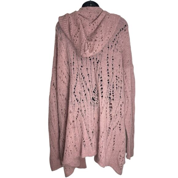 Free People Cardigan Sweater Womens XS Pink Alpaca Lemon Drop Oversized Hooded - Picture 2 of 14